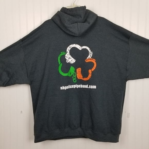 Hoodie Sweatshirt Pull Over Graphic NHPA Bag Pipes & Drums Irish Pockets Police - Picture 3 of 12